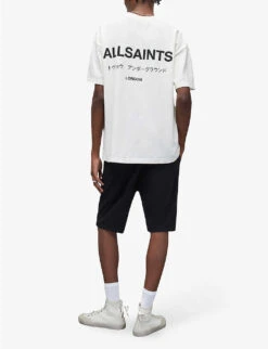 AllSaints Underground Logo-print Organic-cotton Shorts -KOOPES Clothing Shop R04086672 JTBLKOPTICW ALT03