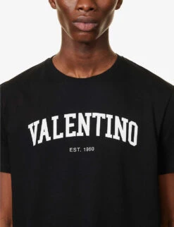 Valentino College Logo-print Cotton-jersey T-shirt 11 Valentino College Logo-print Cotton-jersey T-shirt -KOOPES Clothing Shop R04088011 NEROBIANCO ALT04