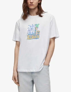 AllSaints Rabbid Graphic-print Relaxed-fit Organic-cotton T-shirt -KOOPES Clothing Shop R04091523 OPTICWHITE ALT02