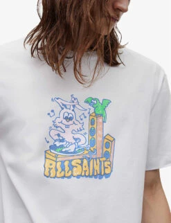 AllSaints Rabbid Graphic-print Relaxed-fit Organic-cotton T-shirt -KOOPES Clothing Shop R04091523 OPTICWHITE ALT04