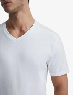 Reiss Dayton V-neck Cotton-jersey T-shirt -KOOPES Clothing Shop R04091616 WHITE ALT04
