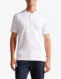Ted Baker Duddin Cotton-jersey Henley Top -KOOPES Clothing Shop R04093064 WHITE ALT02