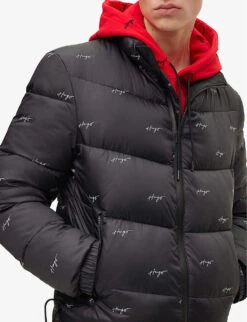 Hugo Logo-print Padded Recycled-polyester Hooded Jacket -KOOPES Clothing Shop R04093573 BLACK ALT04