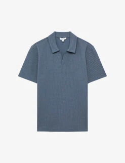 Reiss Thom Open-neck Regular-fit Stretch-woven T-shirt