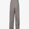 Giorgio Armani Speckled-weave Straight Regular-fit Cotton And Linen-blend Trousers -KOOPES Clothing Shop R04096692 PEWTER M