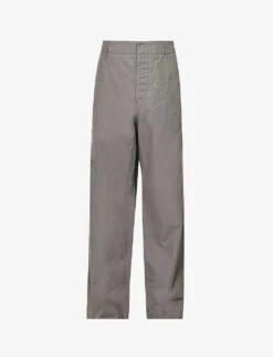 Giorgio Armani Speckled-weave Straight Regular-fit Cotton And Linen-blend Trousers