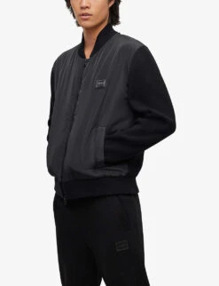 Hugo Contrasting-panelled Shell And Organic-cotton Filled Bomber Jacket -KOOPES Clothing Shop R04100886 BLACK ALT02