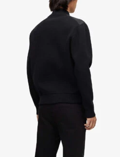 Hugo Contrasting-panelled Shell And Organic-cotton Filled Bomber Jacket -KOOPES Clothing Shop R04100886 BLACK ALT03