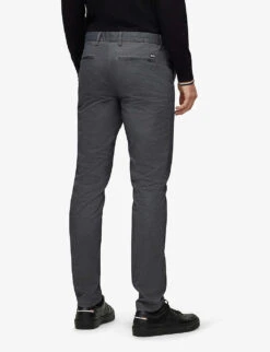 Boss Logo-embellished Slim-fit Straight-leg Stretch-cotton Trousers -KOOPES Clothing Shop R04101102 SILVER ALT03