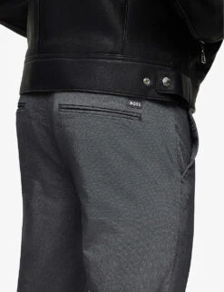 Boss Logo-embellished Slim-fit Straight-leg Stretch-cotton Trousers -KOOPES Clothing Shop R04101102 SILVER ALT04