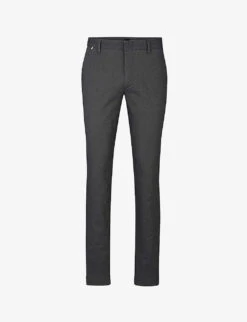 Boss Logo-embellished Slim-fit Straight-leg Stretch-cotton Trousers