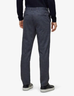 Boss Elasticated-waist Regular-fit Straight-leg Stretch-woven Trousers -KOOPES Clothing Shop R04101108 DARKBLUE ALT03