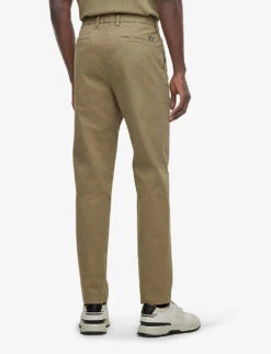 BOSS Regular-fit Tapered-leg Stretch Cotton-gabardine Trousers -KOOPES Clothing Shop R04101254 LIGHTPASTELGREEN ALT03