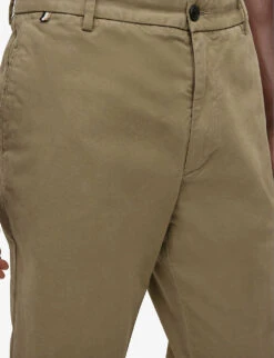 BOSS Regular-fit Tapered-leg Stretch Cotton-gabardine Trousers -KOOPES Clothing Shop R04101254 LIGHTPASTELGREEN ALT04