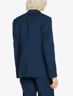 Sandro Single-breasted Regular-fit Virgin-wool Suit Jacket -KOOPES Clothing Shop R04102273 BLEUS ALT03