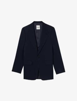 Sandro Single-breasted Loose-fit Virgin-wool Suit Jacket