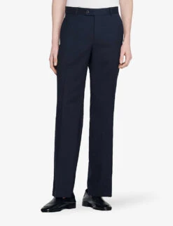 Sandro Straight-leg Loose-fit Wool Trousers 9 Sandro Straight-leg Loose-fit Wool Trousers -KOOPES Clothing Shop R04102281 BLEUS ALT02