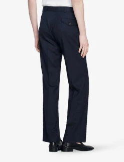 Sandro Straight-leg Loose-fit Wool Trousers 10 Sandro Straight-leg Loose-fit Wool Trousers -KOOPES Clothing Shop R04102281 BLEUS ALT03