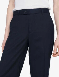 Sandro Straight-leg Loose-fit Wool Trousers 11 Sandro Straight-leg Loose-fit Wool Trousers -KOOPES Clothing Shop R04102281 BLEUS ALT04