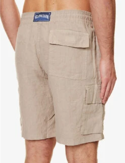 Vilebrequin Logo-patch Drawstring-waist Linen Shorts -KOOPES Clothing Shop R04110003 SAFARI ALT04