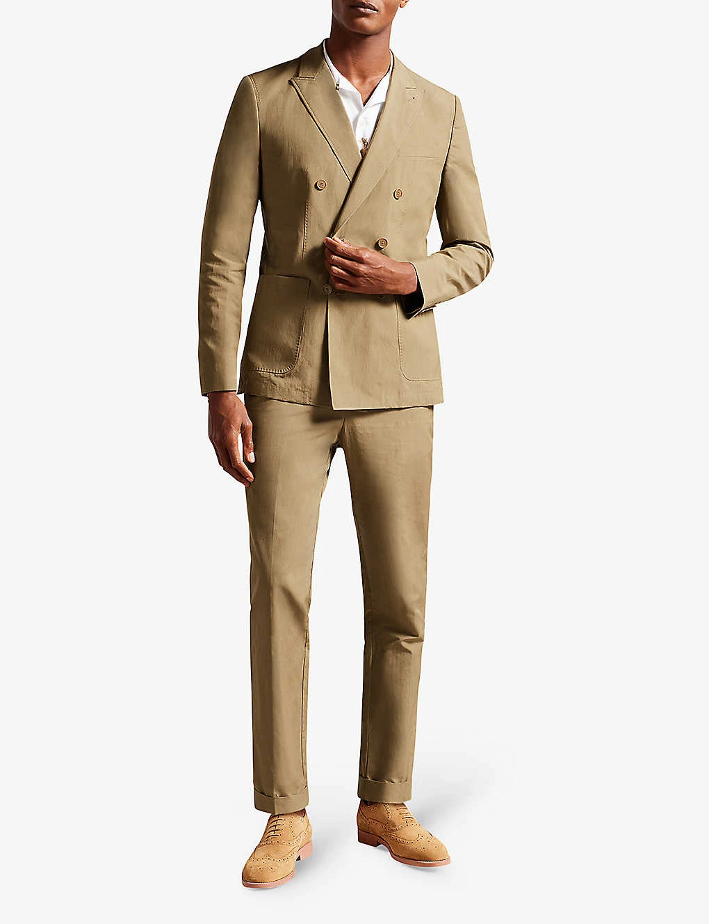 Ted Baker Slim-fit Double-breasted Cotton And Linen-blend Blazer 4 Ted Baker Slim-fit Double-breasted Cotton And Linen-blend Blazer - Image 2