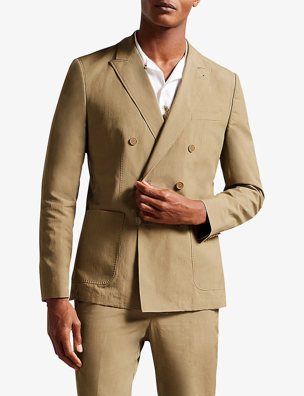 Ted Baker Slim-fit Double-breasted Cotton And Linen-blend Blazer 5 Ted Baker Slim-fit Double-breasted Cotton And Linen-blend Blazer - Image 3