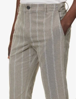Paige Stafford Striped-pattern Straight-leg Regular-fit Stretch-woven Trousers -KOOPES Clothing Shop R04111362 OYSTERSHELL ALT04