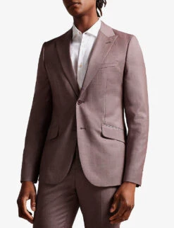 Ted Baker Slim-fit Single-breasted Wool Blazer -KOOPES Clothing Shop R04122385 MIDPINK ALT02