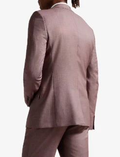 Ted Baker Slim-fit Single-breasted Wool Blazer -KOOPES Clothing Shop R04122385 MIDPINK ALT03