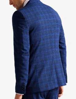 Ted Baker Apolloj Check-pattern Slim-fit Wool Suit Jacket -KOOPES Clothing Shop R04122387 DKBLUE ALT03