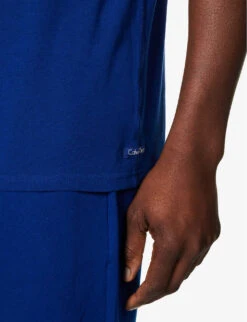 Calvin Klein Logo-appliqué Stretch-cotton T-shirt -KOOPES Clothing Shop R04123680 MIDNIGHTBLUE ALT04
