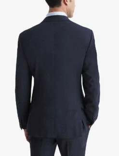 Reiss Dunn Checked Slim-fit Wool Blazer -KOOPES Clothing Shop R04125333 NAVY ALT03