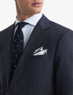 Reiss Dunn Checked Slim-fit Wool Blazer -KOOPES Clothing Shop R04125333 NAVY ALT04