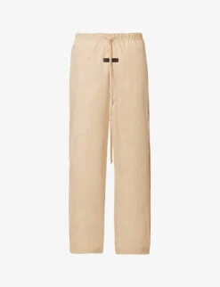 ESSENTIALS Brand-patch Straight-leg Relaxed-fit Cotton-blend Trousers