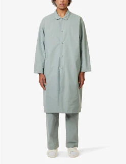 ESSENTIALS Brand-print Relaxed-fit Cotton-blend Coat -KOOPES Clothing Shop R04126222 SYCAMORE ALT02