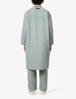 ESSENTIALS Brand-print Relaxed-fit Cotton-blend Coat -KOOPES Clothing Shop R04126222 SYCAMORE ALT03