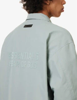 ESSENTIALS Brand-print Relaxed-fit Cotton-blend Coat -KOOPES Clothing Shop R04126222 SYCAMORE ALT04