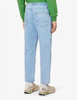 Logo-embellished Brand-tab Regular-fit Jeans -KOOPES Clothing Shop R04127071 BLUE ALT03