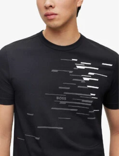 Boss Graphic-print Stretch Cotton T-shirt -KOOPES Clothing Shop R04127539 BLACK ALT04