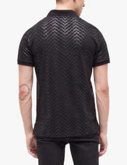 THE KOOPLES Zig-zag Cotton-jersey Polo Shirt 11 THE KOOPLES Zig-zag Cotton-jersey Polo Shirt -KOOPES Clothing Shop R04127678 BLA01 ALT03