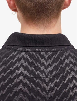 THE KOOPLES Zig-zag Cotton-jersey Polo Shirt 12 THE KOOPLES Zig-zag Cotton-jersey Polo Shirt -KOOPES Clothing Shop R04127678 BLA01 ALT04