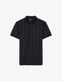 THE KOOPLES Zig-zag Cotton-jersey Polo Shirt