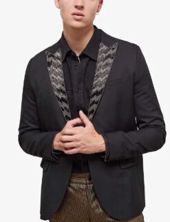 THE KOOPLES Embroidered-collar Single-breasted Woven Blazer -KOOPES Clothing Shop R04127732 BLA01 ALT02