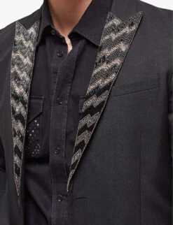 THE KOOPLES Embroidered-collar Single-breasted Woven Blazer -KOOPES Clothing Shop R04127732 BLA01 ALT04