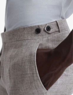 Reiss Angel Slim-fit Straight-leg Linen Trousers -KOOPES Clothing Shop R04127797 OATMEALMELANGE ALT04