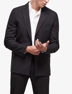 THE KOOPLES Satin-lapel Single-breasted Wool Suit Jacket 9 THE KOOPLES Satin-lapel Single-breasted Wool Suit Jacket -KOOPES Clothing Shop R04127918 BLA01 ALT02