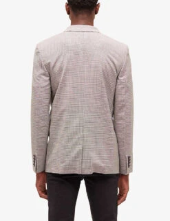 THE KOOPLES Houndstooth-motif Single-breasted Stretch-wool Suit Jacket -KOOPES Clothing Shop R04127922 ECR05 ALT03
