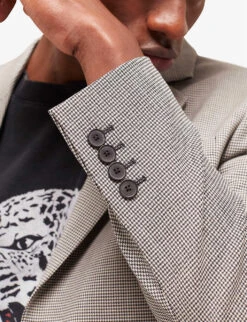 THE KOOPLES Houndstooth-motif Single-breasted Stretch-wool Suit Jacket -KOOPES Clothing Shop R04127922 ECR05 ALT04