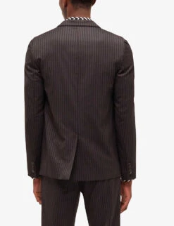 THE KOOPLES Notched-collar Stripe-pattern Stretch-wool Suit Jacket -KOOPES Clothing Shop R04127923 BLA02 ALT03