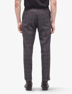 THE KOOPLES Prince Of Wales-check Regular-fit Straight-leg Stretch-woven Trousers -KOOPES Clothing Shop R04127971 BLA01 ALT03